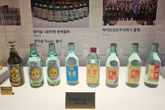 지난 9일 서울 종로구에 마련된 하이트진로 제품 라인업. 하이트진로 제공